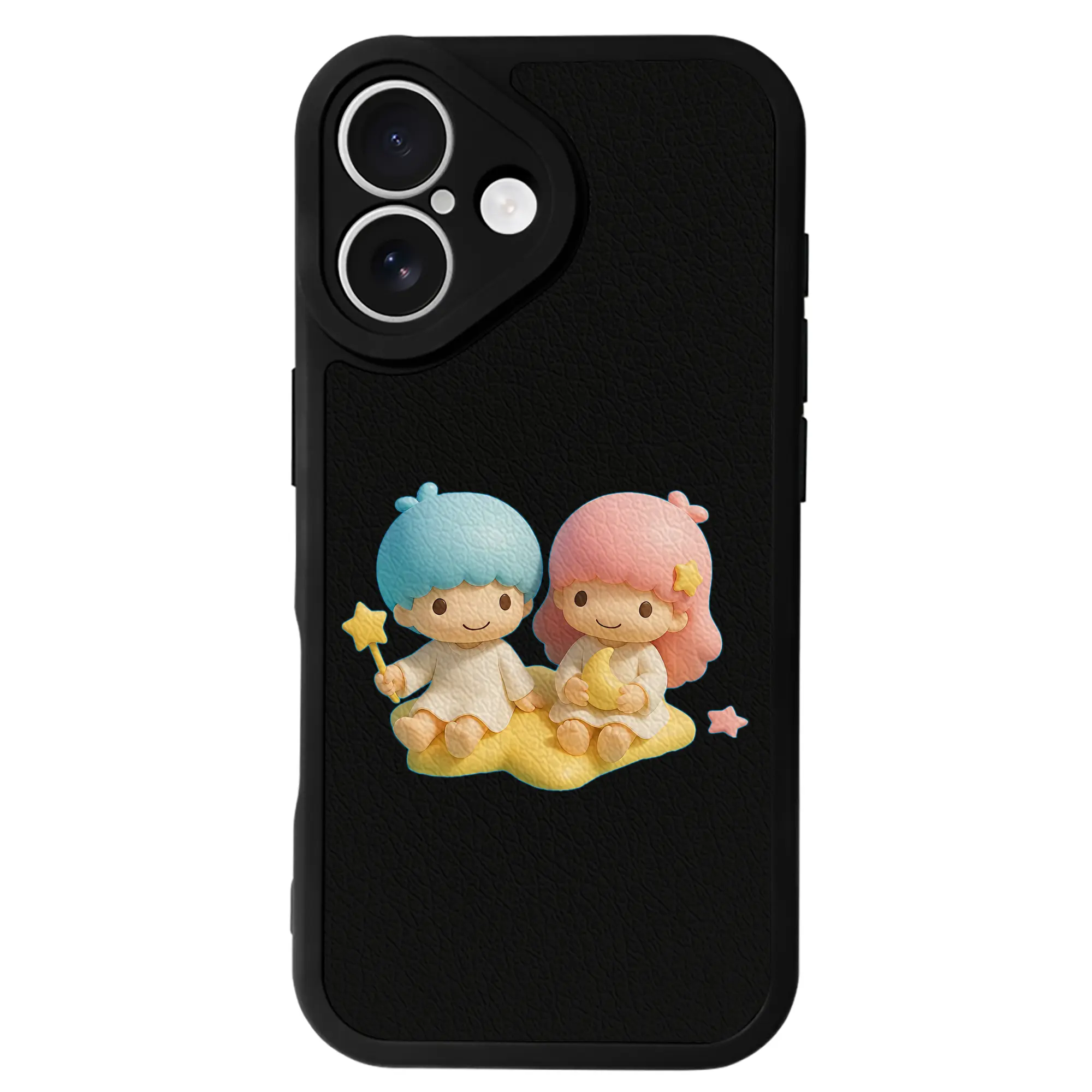 サンリオ グッズ,リトルツインスターズ - IPhone 16シリーズ対応 ・ シリコンスマホケース ・ レザー調 ・ 高精度フィット ・ 耐衝撃 ・ ワイヤレス充電対応 ・ 精密カット